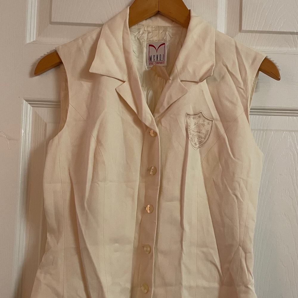 Vintage Mondi Woman's Vest Cream Elegant Nautical Feminine Sz 36 Small